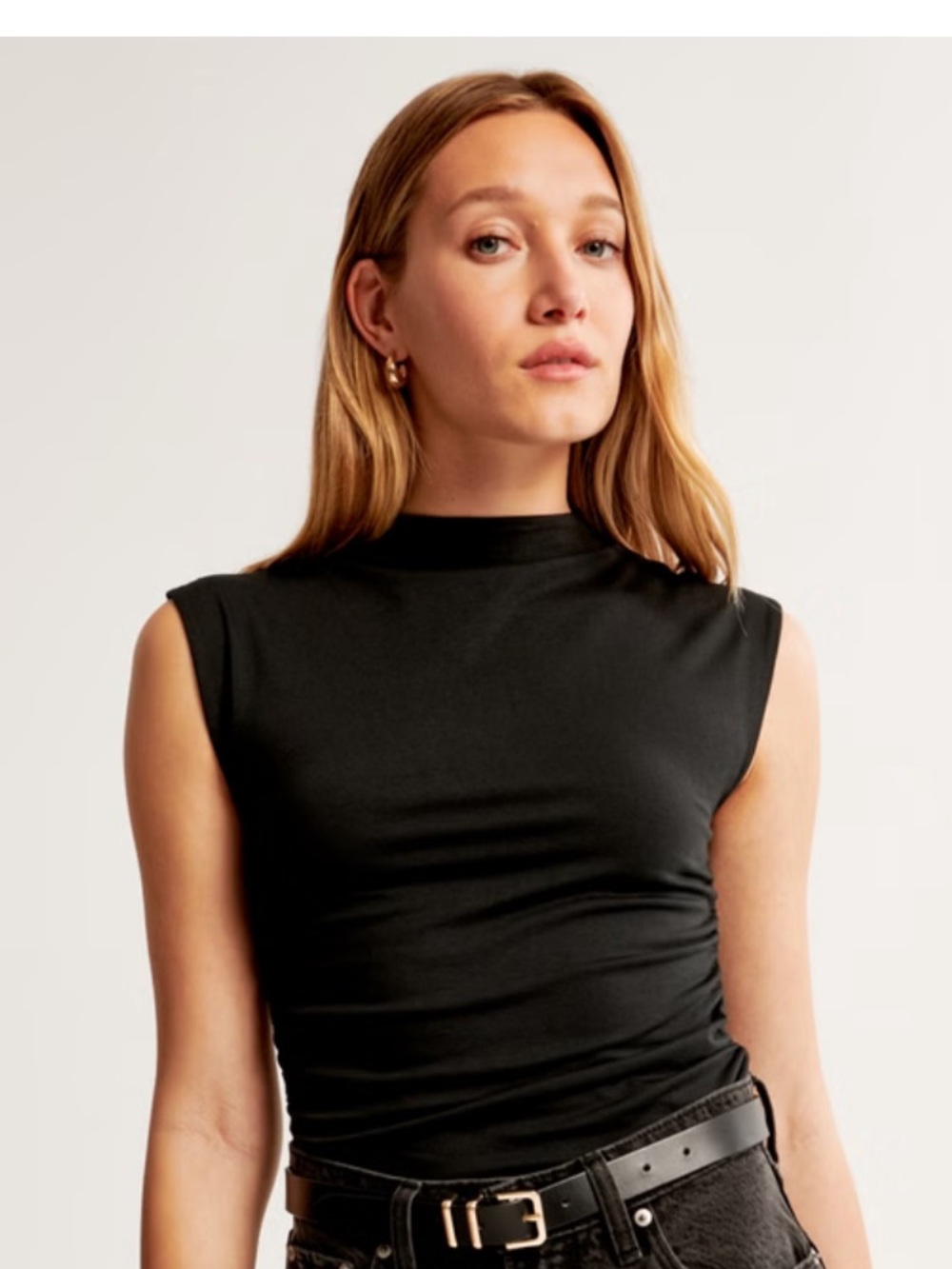 Abercrombie & Fitch Black Paloma Mock Neck Sleeveless Top